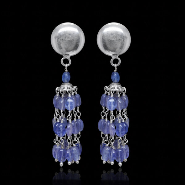 Tanzanite Gemstone Beaded Earrings In .925 Sterling Silver ES-1894