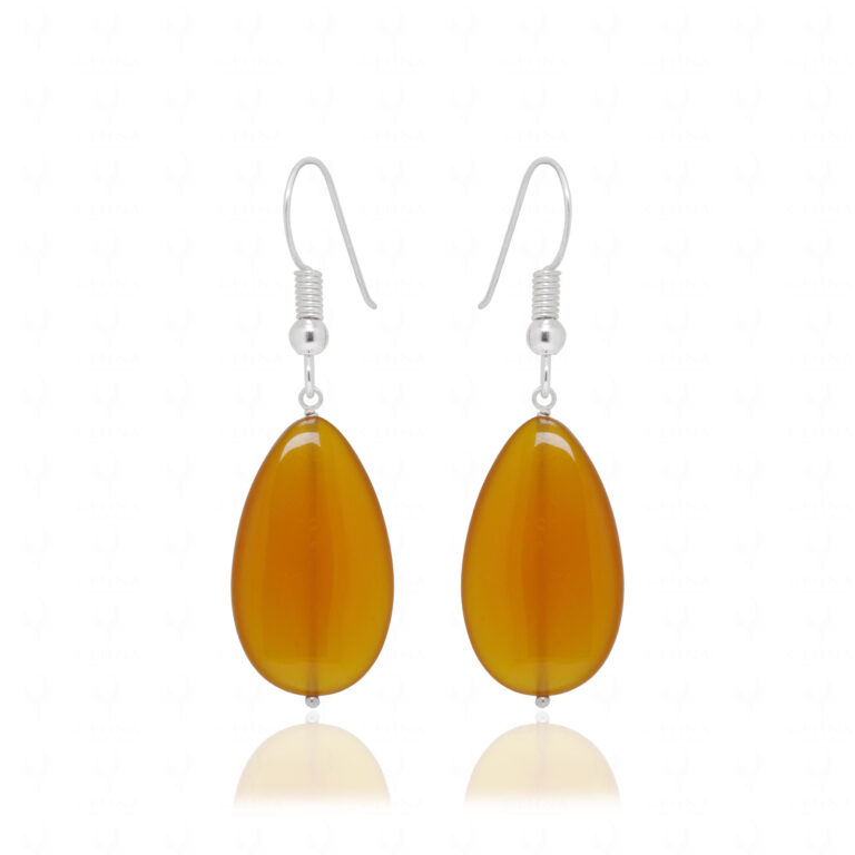 Chalcedony Gemstone Beaded Earrings In .925 Sterling Silver ES-1895