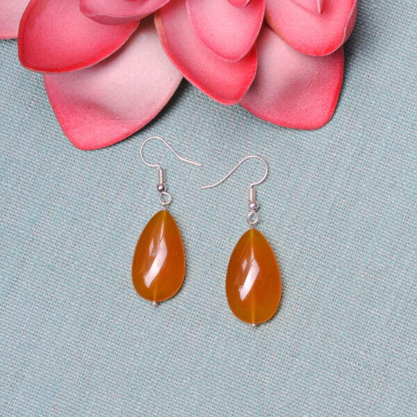 Chalcedony Gemstone Beaded Earrings In .925 Sterling Silver ES-1895