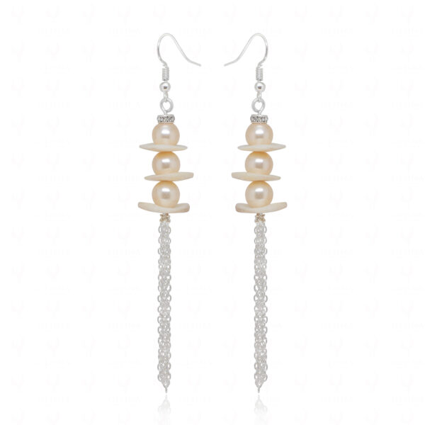 Pearl Gemstone Beaded Earrings In .925 Sterling Silver ES-1896