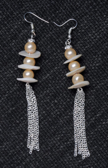 Pearl Gemstone Beaded Earrings In .925 Sterling Silver ES-1896