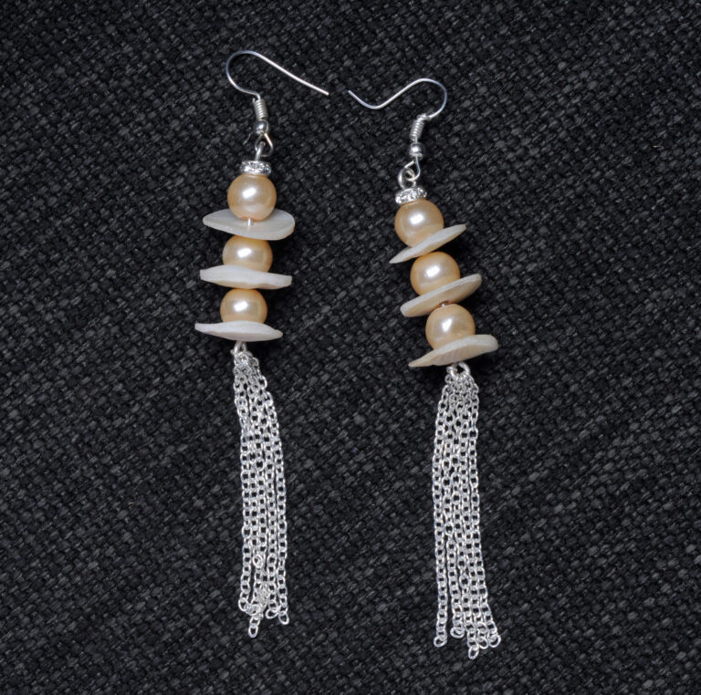 Pearl Gemstone Beaded Earrings In .925 Sterling Silver ES-1896