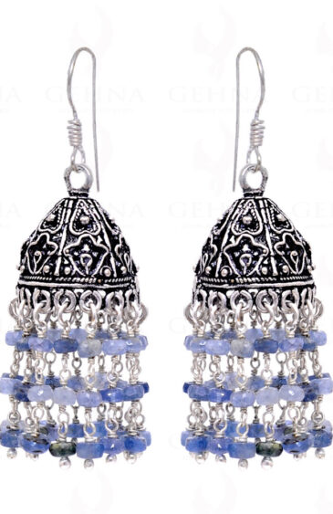 Blue Sapphire Gemstone Faceted Bead Earrings GE06-1001