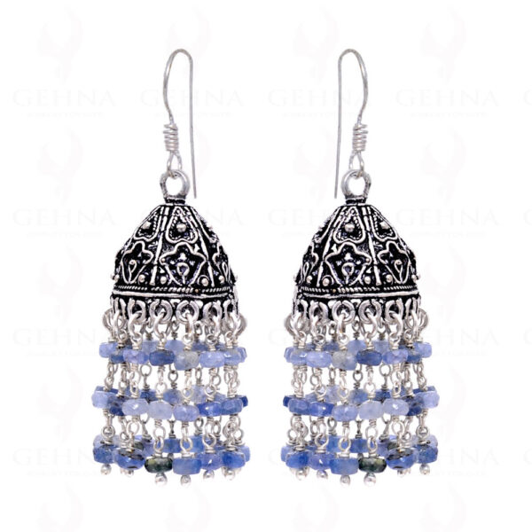 Blue Sapphire Gemstone Faceted Bead Earrings GE06-1001