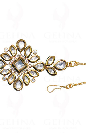 Kundan Studded Beautiful Maang Tikka With Chain Wedding Jewelry FT-1002