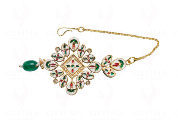 Kundan Studded Beautiful Maang Tikka With Chain Wedding Jewelry FT-1002
