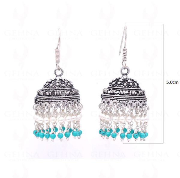 Pearl & Turquoise Gemstone Round Bead Earrings GE06-1003