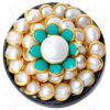 Pearl & Turquoise Colour Stone Pacchi Ring Made In Rose Wood PR-1004