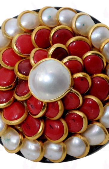 Pearl & Jasper Colour Stone Pacchi Ring Made In Rose Wood PR-1005