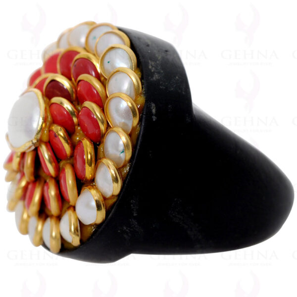 Pearl & Jasper Colour Stone Pacchi Ring Made In Rose Wood PR-1005