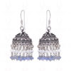 Pearl & Blue Sapphire Gemstone Bead Earrings GE06-1006