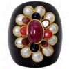 Pearl, Sapphire, Jasper ,Tourmaline & Garnet Pacchi Ring Made In Rose Wood PR-1006