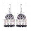 Pearl & Black Spinel Gemstone Round Bead Earrings GE06-1008