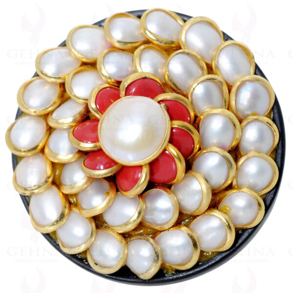 Pearl & Jasper Colour Stone Pacchi Ring Made In Rose Wood PR-1008