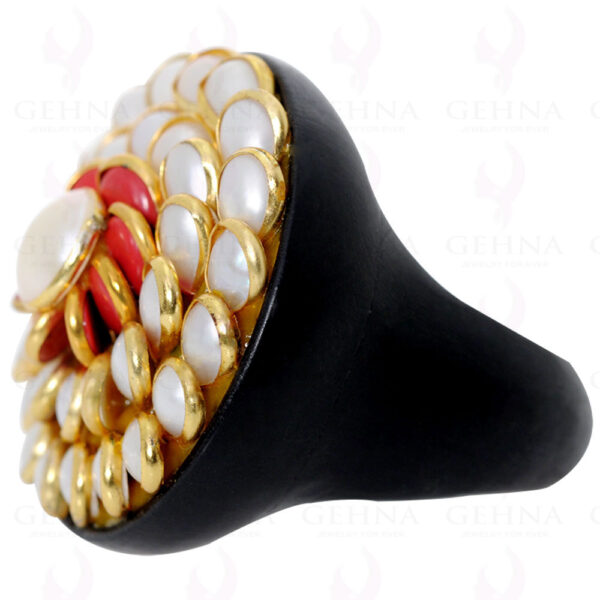 Pearl & Jasper Colour Stone Pacchi Ring Made In Rose Wood PR-1008