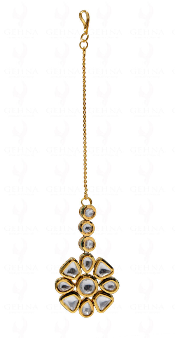 Kundan Studded Beautiful Maang Tikka With Chain Wedding Jewelry FT-1008