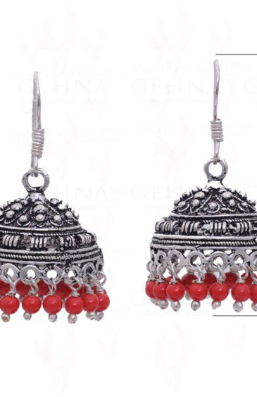 Coral Gemstone Round Bead Earrings GE06-1011