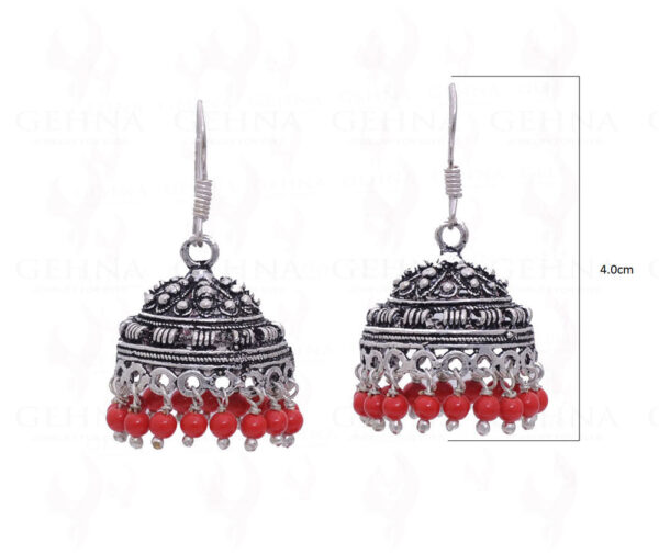 Coral Gemstone Round Bead Earrings GE06-1011