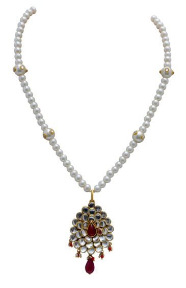 Pearl, Ruby & Cubic Zirconia Studded Pacchi Necklace – PN-1012
