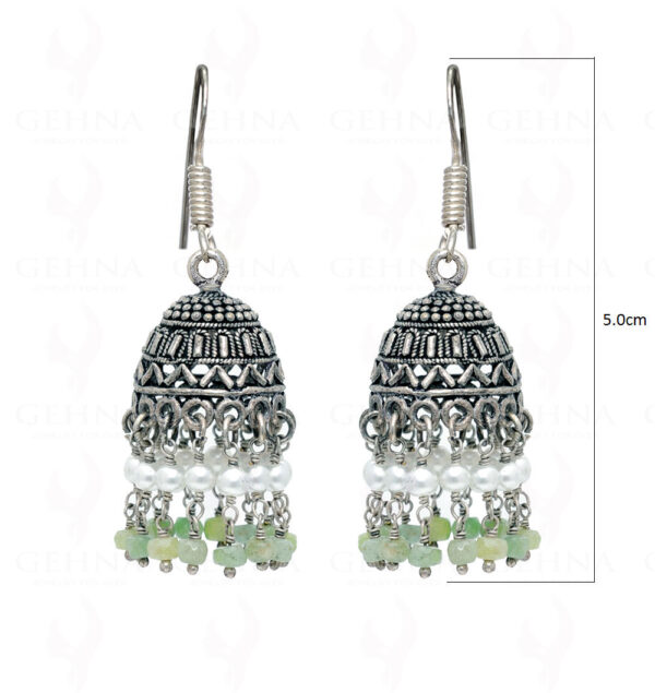 Pearl & Emerald Gemstone Round Bead Earrings GE06-1012