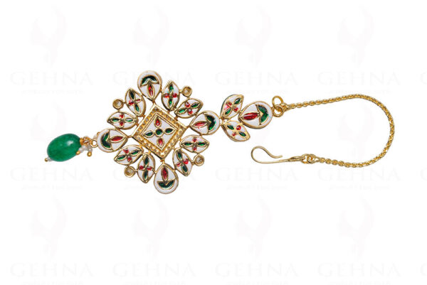 Ruby & Kundan Studded Beautiful Maang Tikka Ethnic Indian Wedding Jewelry FT-1014