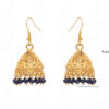 Blue Sapphire Round Bead Earrings With Yellow Gold Rhodium GE06-1014