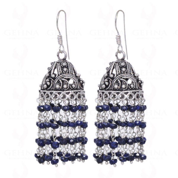 Blue Sapphire Gemstone Faceted Bead Earrings GE06-1015