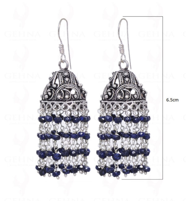Blue Sapphire Gemstone Faceted Bead Earrings GE06-1015