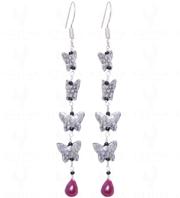 Ruby Drop Earrings With Butterfly Shape Bead GE06-1016