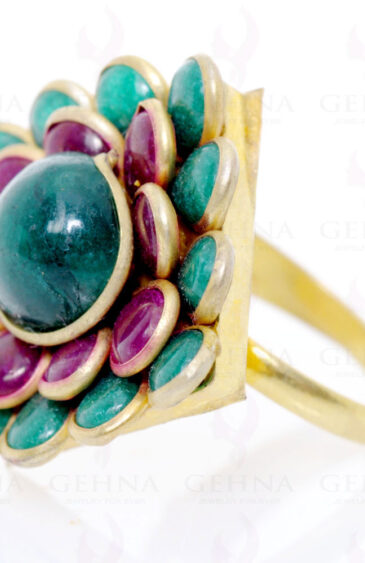 Pleasing Pacchi Ring Made In Ruby & Emerald Colour Stone PR-1016