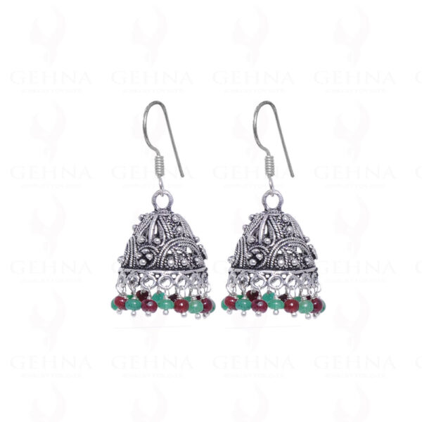 Ruby & Emerald Gemstone Round Bead Earrings GE06-1017