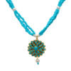 Pacchi Pearl Turquoise Coral Studded Pendant & Earring Set - PN-1017