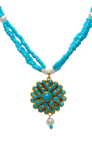 Pacchi Pearl Turquoise Coral Studded Pendant & Earring Set – PN-1017