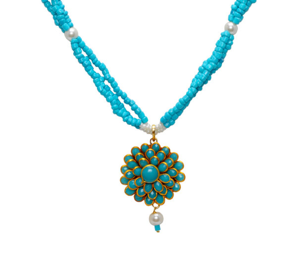 Pacchi Pearl Turquoise Coral Studded Pendant & Earring Set - PN-1017
