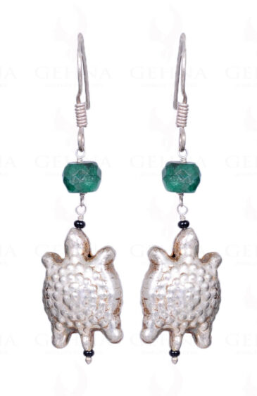 Emerald Gemstone Faceted Bead Earrings With Elements GE06-1019