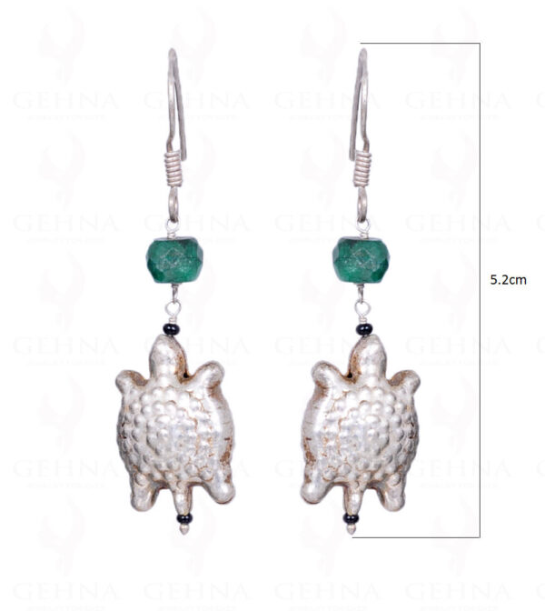 Emerald Gemstone Faceted Bead Earrings With Elements GE06-1019