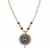 Pear & Lapis Color Stone Studded Pendant & Earring Set - PN-1021