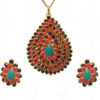 Emerald, Red Jasper & Black Spinel Gemstone Studded Pacchi Set PP-1021