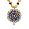 Pear & Lapis Color Stone Studded Pendant & Earring Set - PN-1021