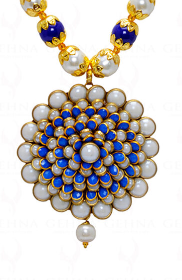 Pear & Lapis Color Stone Studded Pendant & Earring Set – PN-1021