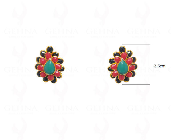 Emerald, Red Jasper & Black Spinel Gemstone Studded Pacchi Set PP-1021