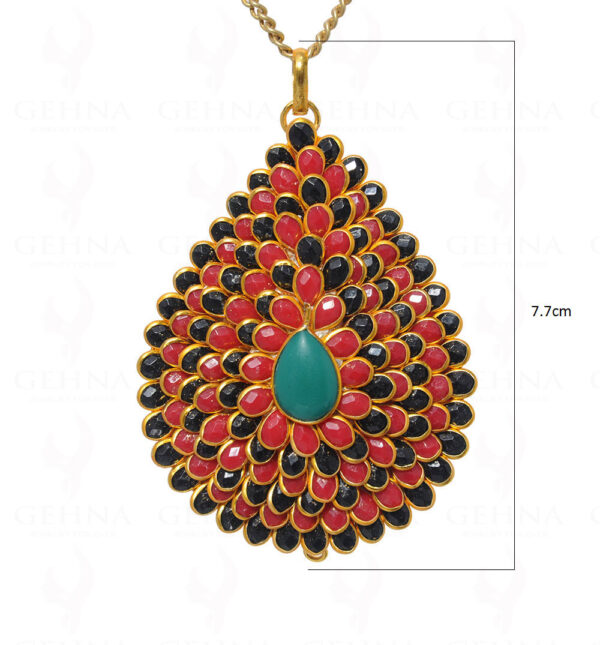 Emerald, Red Jasper & Black Spinel Gemstone Studded Pacchi Set PP-1021