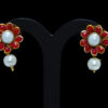 Pearl & Coral Color Stone Studded Pendant & Earring Set  - PN-1022