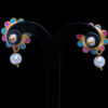 Pearl Turquoise & Rose Quartz Color Stone Studded Pendant & Earring Set - PN-1023