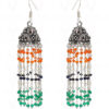 Emerald Sapphire & Carnelian Gemstone Bead Jhumki Style Earrings GE06-1024