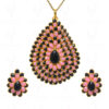 Black Spinel & Rose Quartz Gemstone Studded Pacchi Set PP-1024