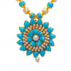Pearl & Turquoise Color Stone Studded Pacchi Pendant & Earring Set - PN-1024