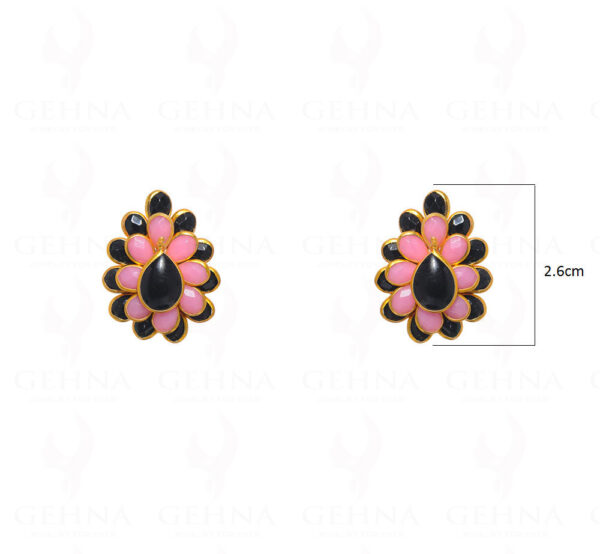 Black Spinel & Rose Quartz Gemstone Studded Pacchi Set PP-1024
