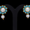 Pearl & Turquoise Color Stone Studded Pacchi Pendant & Earring Set - PN-1024