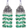 Green Onyx Faceted Knotted Beads In Silver With Oxidized Jhumki GE06-1025